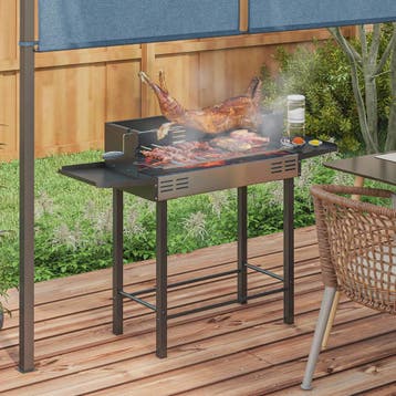 Outsunny Kolen BBQ met 3-traps Grillrooster, Inklapbare Zijt, Verzenden, Nieuw