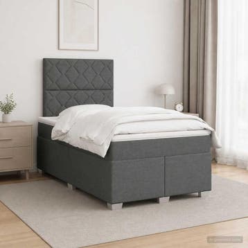 vidaXL Boxspringbed met matras Donkergrijs 120 x 190 cm Stof, Verzenden, Nieuw, Twijfelaar