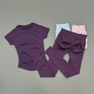 Naadloze Yoga Set Dames: Short Sleeve Top & Hoge Taille Legg, Kleding | Dames, Verzenden, Nieuw