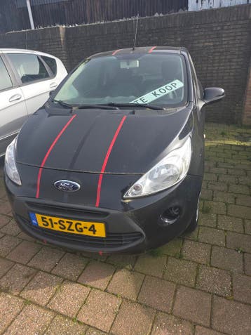 Ford Ka 1.2 69pk 2012 Zwart, Auto's, Voorwielaandrijving, Euro 5, Gebruikt, Ka