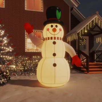 vidaXL Sneeuwpop opblaasbaar met LEDs 300 cm, Diversen, Kerst, Verzenden, Nieuw
