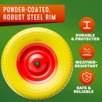 Kruiwagenwiel Rood Geel Rubber Staal 95mm 200kg (Tuinieren), Verzenden, Nieuw