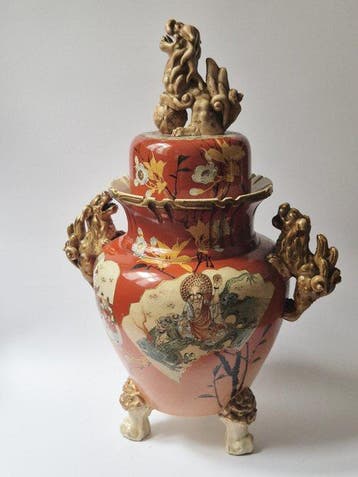 Vaas met dubbele oren - Keramiek - Japan - Meiji periode