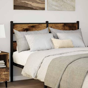 vidaXL Vervangend hoofdbord 135 cm ijzer en gerookt, Verzenden, Nieuw, Bruin, Hout