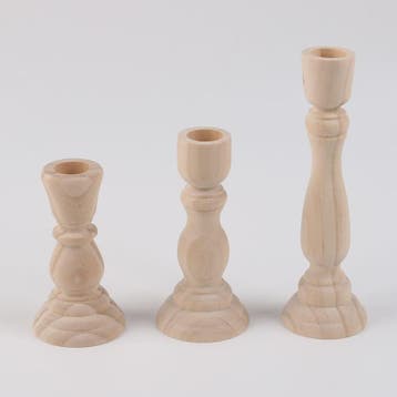 Set Houten Kandelaars - Onbehandeld Hout voor Tafeldecoratie, Verzenden, Nieuw