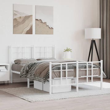 vidaXL Bedframe met hoofd- en voeteneinde metaal wit 120x200, Huis en Inrichting, Slaapkamer | Bedden, Verzenden, Wit, Nieuw, Twijfelaar