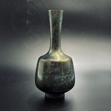 Vaas - Bronze (Takaoka Doki), marmeren blauw en gouden