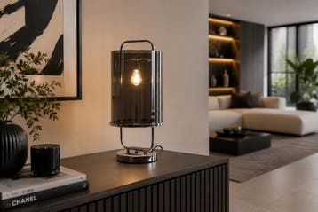 Tafellamp Design Chrome Rond IJzer - Scaldare Leni, Ophalen of Verzenden, Nieuw