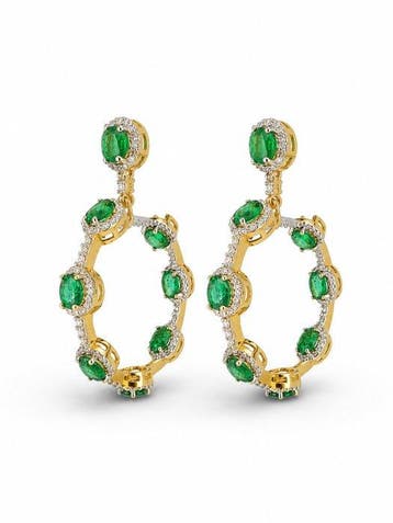 Cocktail oorbellen - 18 karaat Geel goud - 5.79ct. tw.