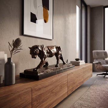 Beeld, Exclusief sculptuur van een panter 52 cm / 12.7 kg -