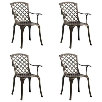vidaXL Tuinstoelen 4 st gietaluminium bronskleurig, Tuin en Terras, Tuinstoelen, Verzenden, Nieuw, Aluminium