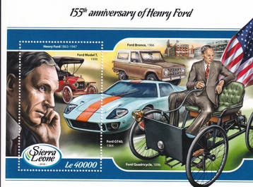 Sierra Leone - 2018 - Henry Ford - Postfris, Postzegels en Munten, Verzenden, Postfris, Auto's
