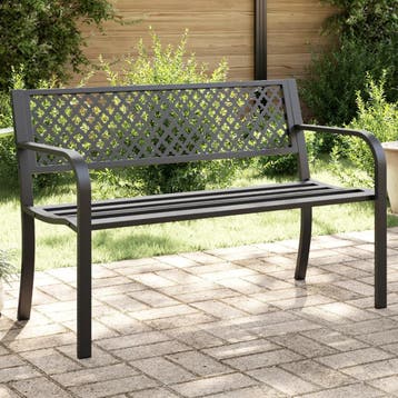 vidaXL Tuinbankje 119 cm staal zwart, Tuin en Terras, Tuinbanken, Verzenden, Nieuw, Metaal