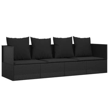Ligbed 203cm Zwart | Luxe PE-Rattan | Laatste Stuk!, Ophalen of Verzenden, Zo goed als nieuw, Wicker, Verstelbaar