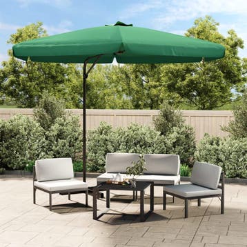 vidaXL Parasol met stalen paal 300 cm groen, Verzenden, Nieuw, 3 tot 4 meter