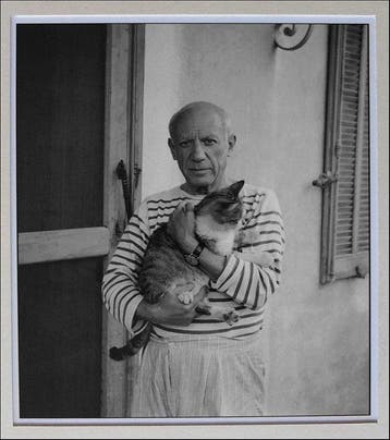 Carlos Nadal - Pablo Picasso and his cat, Vallauris, 1954