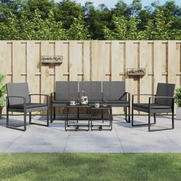 vidaXL 5-delige Tuinset met kussens polypropeen rattan, Verzenden, Nieuw, 5 zitplaatsen, Tuinset