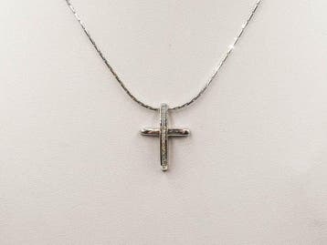 Ketting met hanger - 18 karaat Witgoud - Diamant, Sieraden, Tassen en Uiterlijk, Antieke sieraden