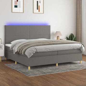 vidaXL Boxspring met matras en LED stof donkergrijs 200x200, Verzenden, Overige maten, 200 cm, Nieuw