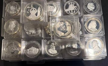 Lot zilveren penningen sterling zilver, Verzenden, Munten