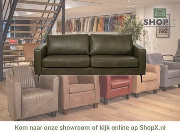 Leren bank Match - 3 zits - Granada Moss (olijf/groen) -, Huis en Inrichting, Banken | Bankstellen, Nieuw, Ophalen of Verzenden
