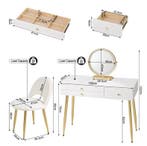 Moderne make-uptafel met LED spiegel, lades en kruk, Huis en Inrichting, Tafels | Kaptafels, Verzenden, Nieuw