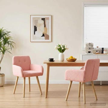 vidaXL Eettafelstoelen 2 st Bouclé Roze 59 x 57 x 85 cm, Verzenden, Nieuw