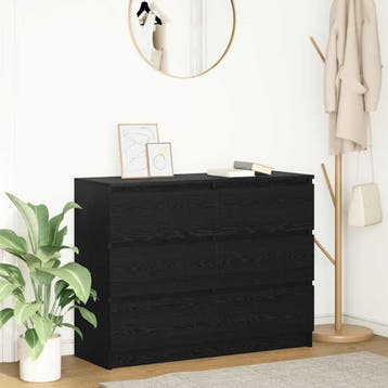 vidaXL Dressoir 100x35x76 cm spaanplaat zwart eikenkleurig, Huis en Inrichting, Kasten | Dressoirs, Verzenden, Nieuw, Overige houtsoorten