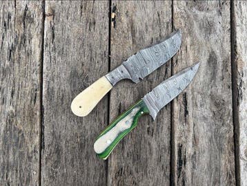 Keukenmes - Handgemaakte Skinner-messen, damaststaal, Antiek en Kunst