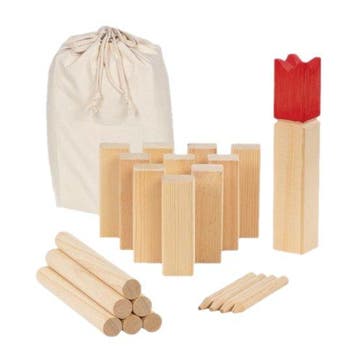 GOKI KUBB Vikingschaakspel In Katoenen Zakje, Nieuw