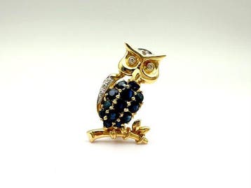 Hanger - 18 karaat Geel goud, Witgoud - 0.50ct. tw. Saffier