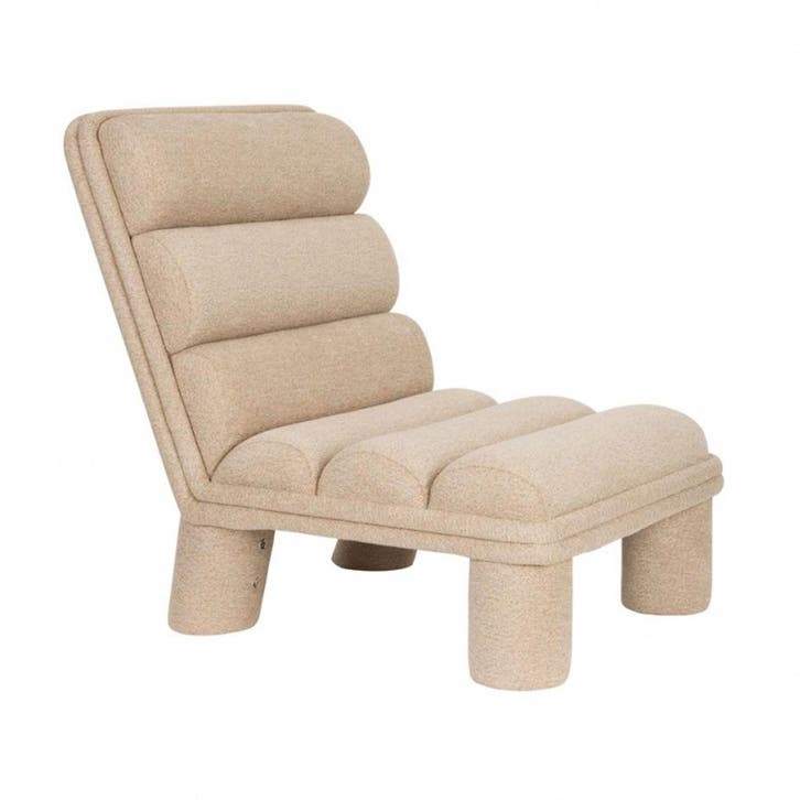 *WOONWINKEL* Dutchbone Fern Design Fauteuil Beige Boucle Sto, Huis en Inrichting, Fauteuils, Nieuw, Stof, Verzenden