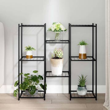 vidaXL Bloemenstandaard 83x25x80 cm ijzer zwart, Verzenden, Nieuw