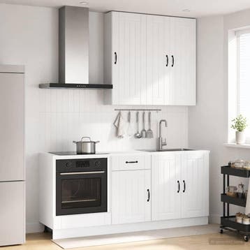 vidaXL Keukenblok LUCCA 5 st Hoogglans Wit Bewerkt hout, Verzenden, Nieuw, Wit