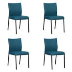 Set van 4 Leren eetkamerstoelen Basic - Hermes Turquoise, Huis en Inrichting, Stoelen, Ophalen of Verzenden, Nieuw, Leer