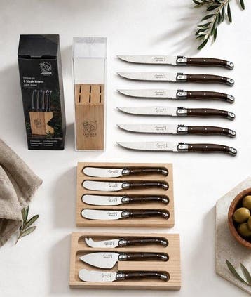 Laguiole - 13x piece Dark Brown - Steak knives (6x) - Butter