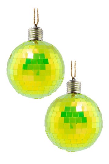 KIMU® 2x Discobal Ø 10 cm LED Iridescent Geel  Discobol Klei, Ophalen of Verzenden, Nieuw, Feestartikel, Carnaval