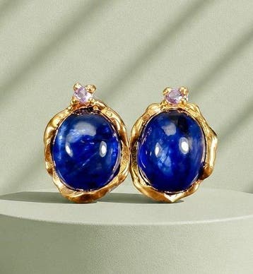 925 zilver - 8 ct saffier, amethist oorbellen - Oorbellen