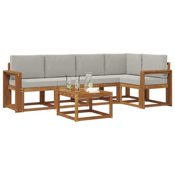 vidaXL Buiten bankenset met kussen 6 pcs Natuurlijk en, Verzenden, Nieuw