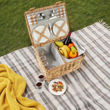 Picknickmand Föhr voor 4 personen, met koelvak & accessoires, Hobby en Vrije tijd, Picknickmanden, Verzenden, Nieuw