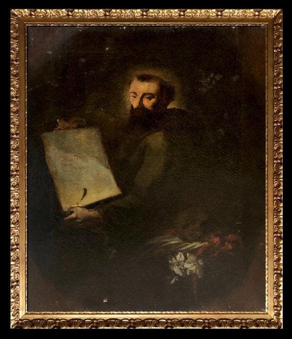 École de Seville (c. 1700) - Saint François dAssise avec la, Antiek en Kunst, Kunst | Schilderijen | Klassiek