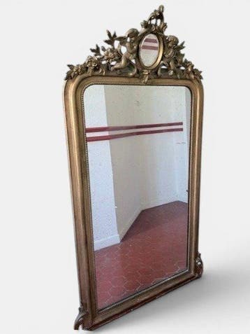 Spiegel - Hout, Stuc - MIROIR TIJDPERK NAPOLEON III, Antiek en Kunst