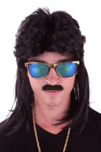 Pruik met matje Zwart, Hobby en Vrije tijd, Feestartikelen, Verzenden, Nieuw