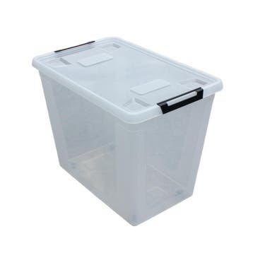 HL Opbergbox 80 liter met deksel en wieltjes - transparant, Ophalen of Verzenden, Nieuw