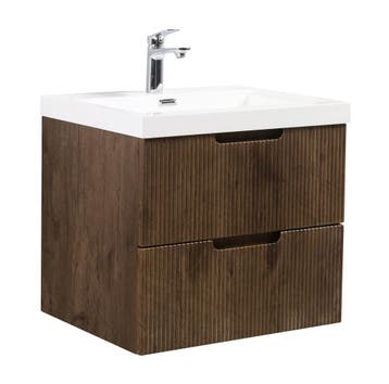 Badkamermeubel Set Thermis 60cm Walnoot Bruin Badmeubel, Verzenden, Nieuw, Wastafelkast