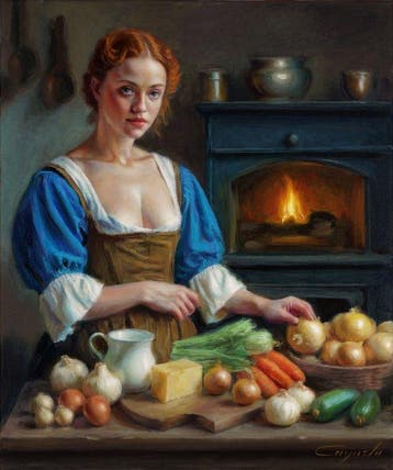 A. Cayuela (1962) - Preparing the Feast - Original Oil