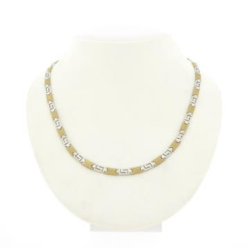 Bicolor gouden collier met meander patroon (Ketting), Sieraden, Tassen en Uiterlijk, Kettingen, Ophalen of Verzenden, Gebruikt