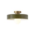 Retro plafondlamp brons met groen glas - Jina, Huis en Inrichting, Lampen | Plafondlampen, Verzenden, Nieuw, Glas, Retro