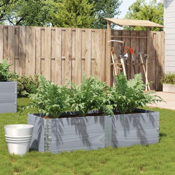 vidaXL Plantenbak 150x50 cm massief grenenhout grijs, Verzenden, Nieuw, Hout