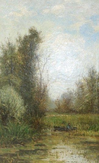 Marinus Heijl (1836-1931 ) - Visser in struiken., Antiek en Kunst